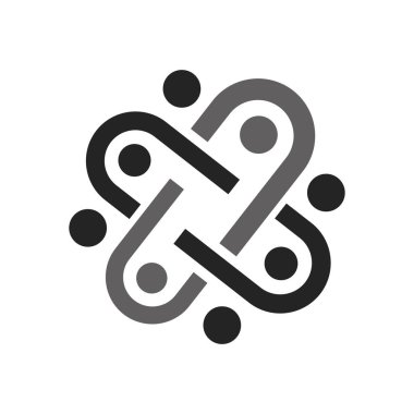 Bağlantı insanların logo şablonu izole edildi. Marka Kimliği. Simge Soyut Vektör Grafiği