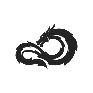 Ejderha logosu izole edildi. Marka Kimliği. Simge Soyut Vektör Grafiği