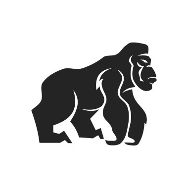 Goril logosu şablonu izole edildi. Marka Kimliği. Simge Soyut Vektör Grafiği