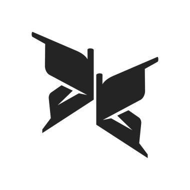 Kelebek logosu izole edildi. Marka Kimliği. Simge Soyut Vektör Grafiği