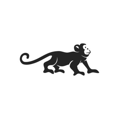 Maymun Logosu şablonu izole edildi. Marka Kimliği. Simge Soyut Vektör Grafiği