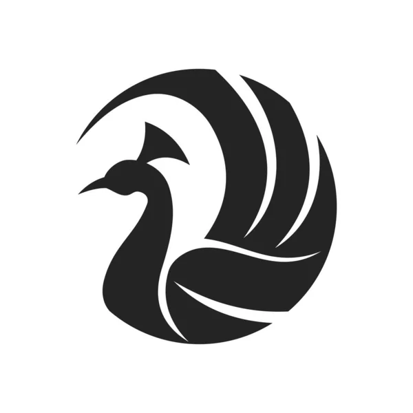 Modèle Logo Paon Isolé Identité Marque Icône Graphique Vectoriel Abstrait — Image vectorielle