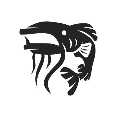 yayın balığı logosu izole edildi. Marka Kimliği. Simge Soyut Vektör Grafiği