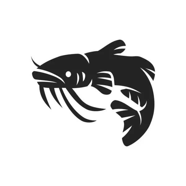 Modello Logo Pesce Gatto Isolato Identità Del Marchio Icona Grafica — Vettoriale Stock