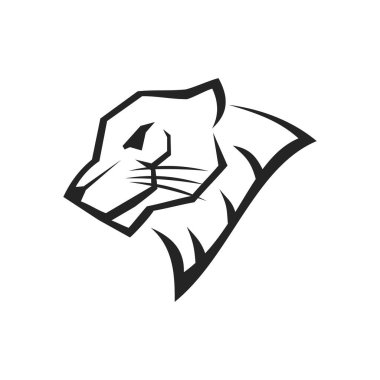 Panter logosu şablonu izole edildi. Marka Kimliği. Simge Soyut Vektör Grafiği