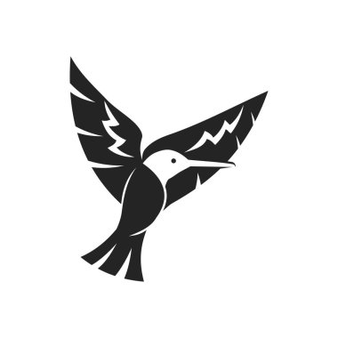 Kolibri logo şablonu izole edildi. Marka Kimliği. Simge Soyut Vektör Grafiği