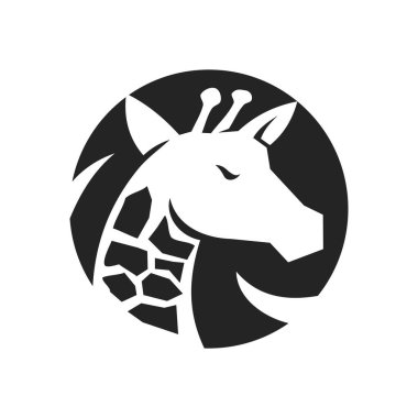 Zürafa logo şablonu izole edildi. Marka Kimliği. Simge Soyut Vektör Grafiği