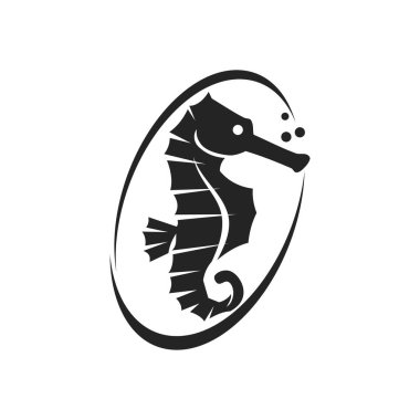 Deniz atı logosu şablonu izole edildi. Marka Kimliği. Simge Soyut Vektör Grafiği