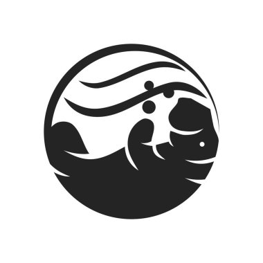 Manatee Logo şablonu izole edildi. Marka Kimliği. Simge Soyut Vektör Grafiği