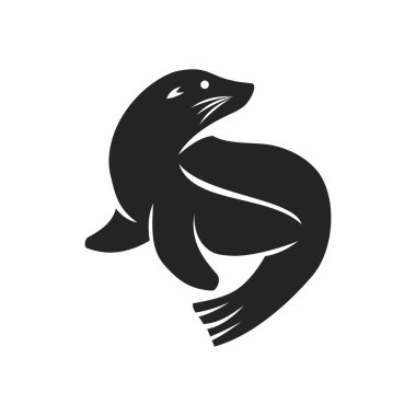 Deniz Aslanı logosu izole edildi. Marka Kimliği. Simge Soyut Vektör Grafiği