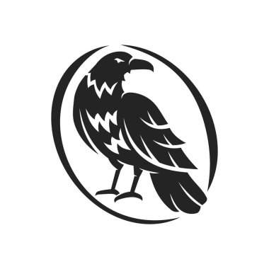 Kuzgun Logosu şablonu izole edildi. Marka Kimliği. Simge Soyut Vektör Grafiği