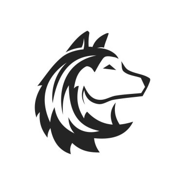 Sibirya Husky Logosu şablonu izole edildi. Marka Kimliği. Simge Soyut Vektör Grafiği