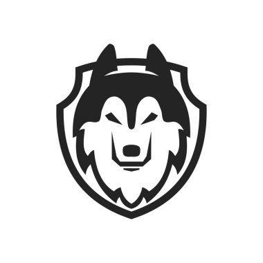 Sibirya Husky Logosu şablonu izole edildi. Marka Kimliği. Simge Soyut Vektör Grafiği