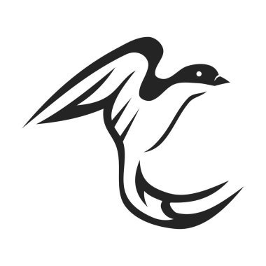 Yutulan kuş logosu şablonu izole edildi. Marka Kimliği. Simge Soyut Vektör Grafiği