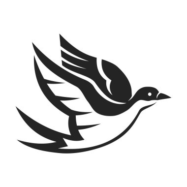 Yutulan kuş logosu şablonu izole edildi. Marka Kimliği. Simge Soyut Vektör Grafiği