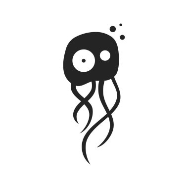 Denizanası logosu izole edildi. Marka Kimliği. Simge Soyut Vektör Grafiği