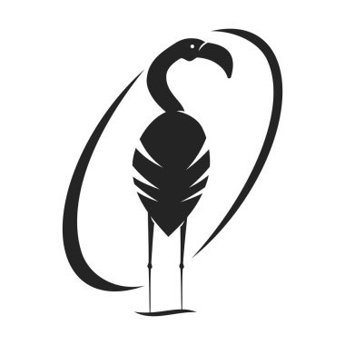 Flamingo logo şablonu izole edildi. Marka Kimliği. Simge Soyut Vektör Grafiği