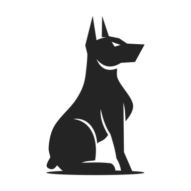 Doberman Logo şablonu izole edildi. Marka Kimliği. Simge Soyut Vektör Grafiği