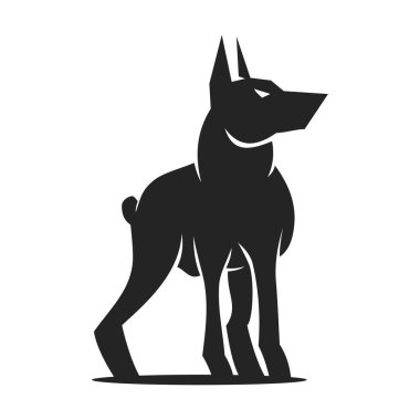 Doberman Logo şablonu izole edildi. Marka Kimliği. Simge Soyut Vektör Grafiği