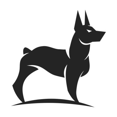 Doberman Logo şablonu izole edildi. Marka Kimliği. Simge Soyut Vektör Grafiği