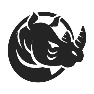 Gergedan logosu şablonu izole edildi. Marka Kimliği. Simge Soyut Vektör Grafiği