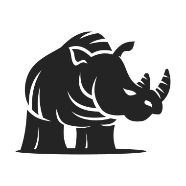 Gergedan logosu şablonu izole edildi. Marka Kimliği. Simge Soyut Vektör Grafiği