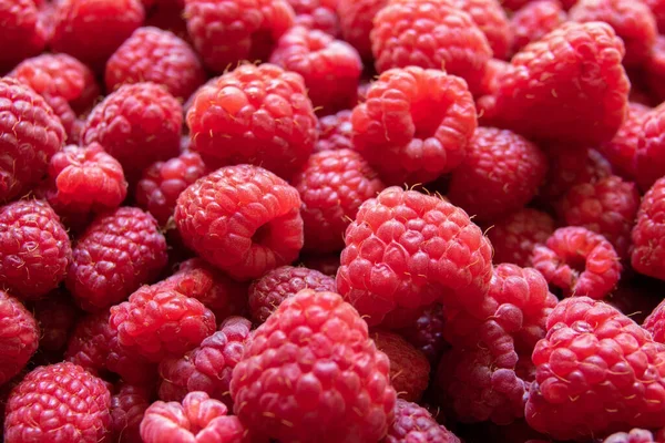 Background Fresh Sweet Red Raspberries Arranged Close Raspberry Fruit Background Stock Picture