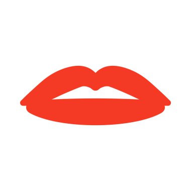 Beyaz arkaplanda kırmızı dudak simgesi izole edildi.