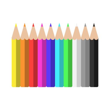 Set of colorful pencils isolated on white background. Vector illustration.