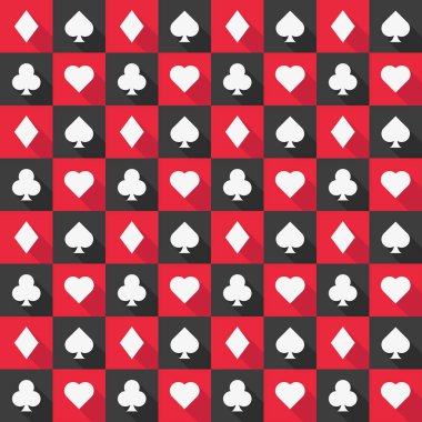 Seamless pattern with card symbols vector art illustration.