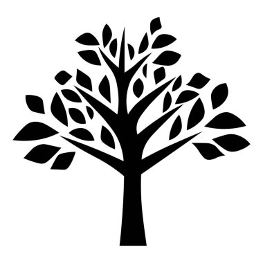 Saf beyaz arkaplanda siyah ağaç logosu izole edildi