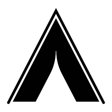 Çadır siyah simgesi saf beyaz arkaplanda izole edildi