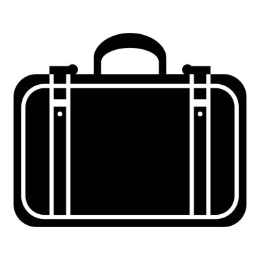 Saf beyaz arkaplanda siyah bavul simgesi izole