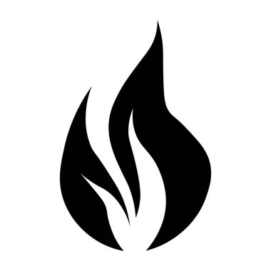 Beyaz arkaplanda alevli siyah vektör simgesi izole edildi