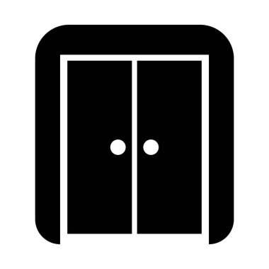 Kapı siyah vektör simgesi beyaz arkaplanda izole edildi