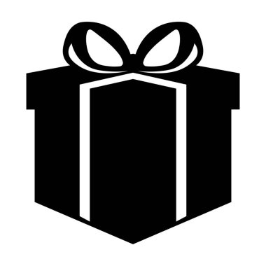 Beyaz arkaplanda siyah hediye simgesi izole edildi