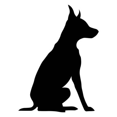 Beyaz arkaplanda siyah köpek simgesi izole edildi