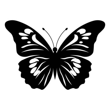 Kelebek siyah simgesi beyaz arkaplanda izole edildi