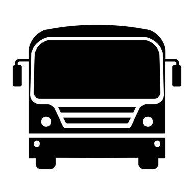 Beyaz arkaplanda siyah otobüs simgesi izole edildi