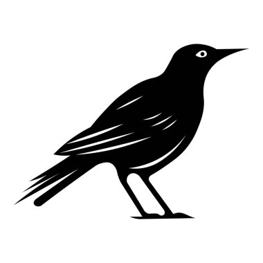 Kuş vektörü siyah simgesi beyaz arkaplanda izole edildi