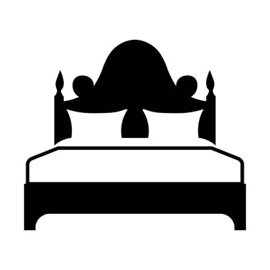 Yatak vektörü siyah simgesi beyaz arkaplanda izole edildi