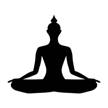 Yoga siyah vektör simgesi beyaz arkaplanda izole edildi