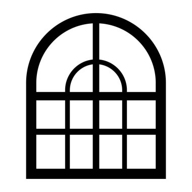 Pencere siyah vektör simgesi beyaz arkaplanda izole edildi