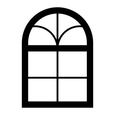 Pencere siyah vektör simgesi beyaz arkaplanda izole edildi