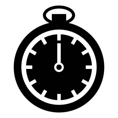 Stopwatch siyah vektör simgesi beyaz arkaplanda izole edildi
