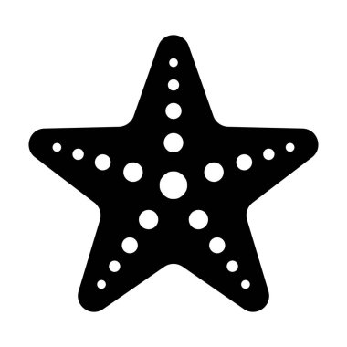 Beyaz arkaplanda izole edilmiş denizyıldızı siyah vektör simgesi