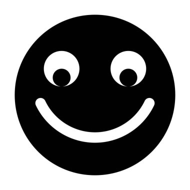 Gülen emoji siyah vektör simgesi beyaz arkaplanda izole edildi