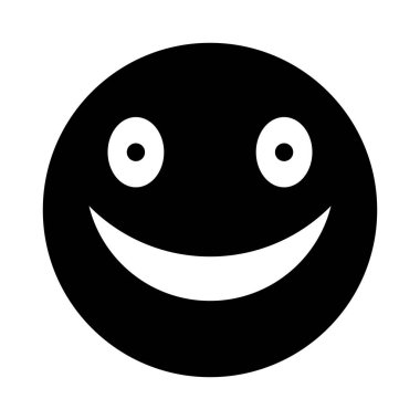 Gülen emoji siyah vektör simgesi beyaz arkaplanda izole edildi