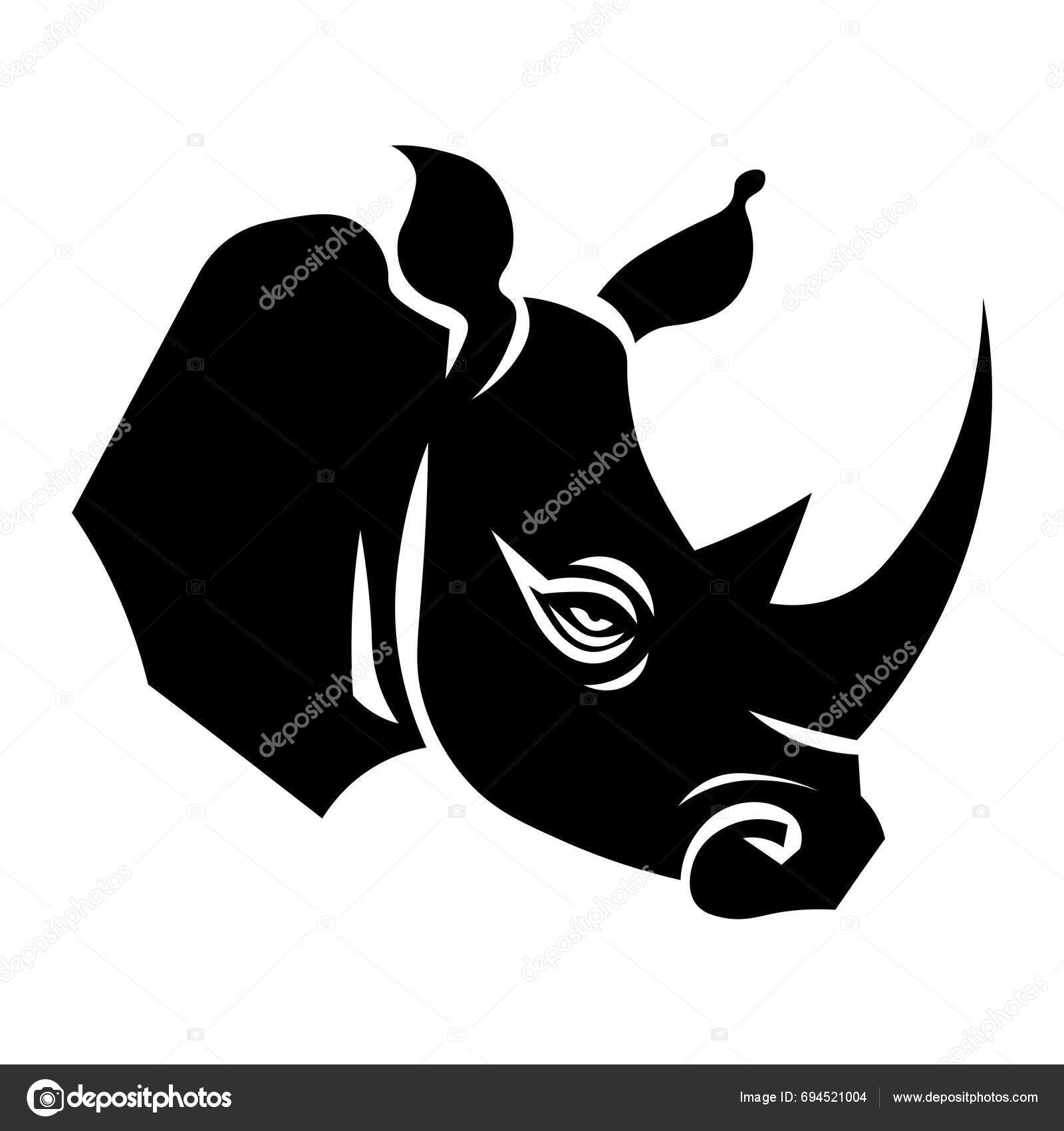 Rhino Black Vector Icon Isolated White Background Stock Vector by ©a