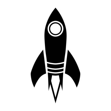 Roket siyah vektör simgesi beyaz arkaplanda izole edildi